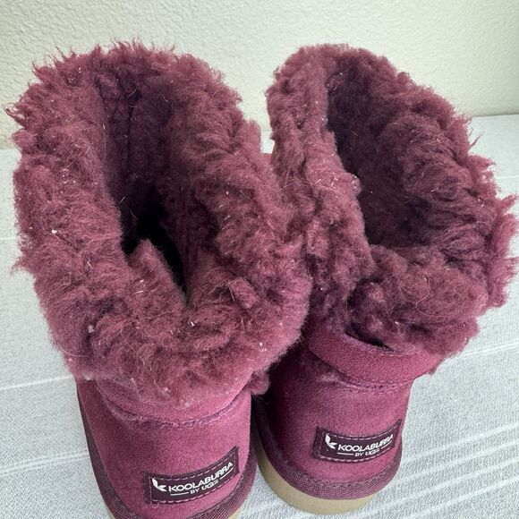 Kookaburra Ugg Jordina Mini Suede Sherpa Ankle Boots Booties Zinfandel Wine 8 - Picture 6 of 13